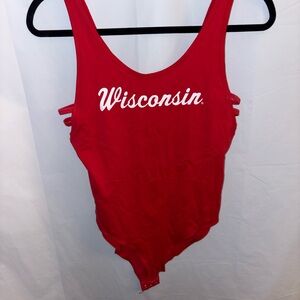 PINK Victoria's Secret Red Wisconsin Bodysuit
